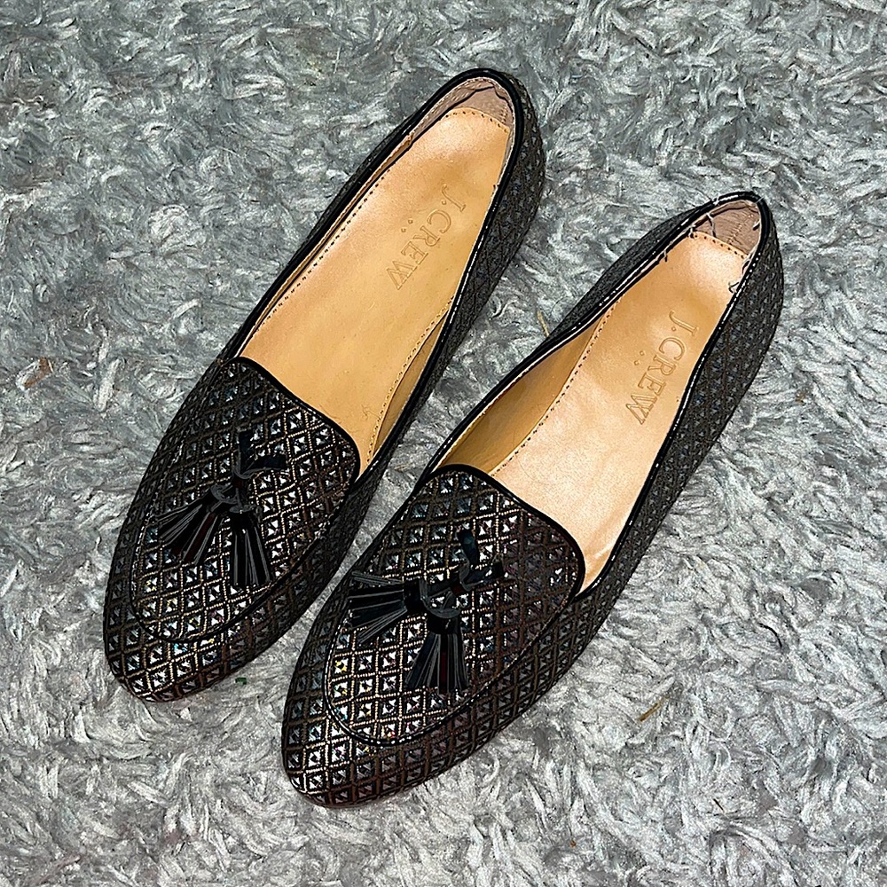 J. Crew Black Loafers with Tassel Detail